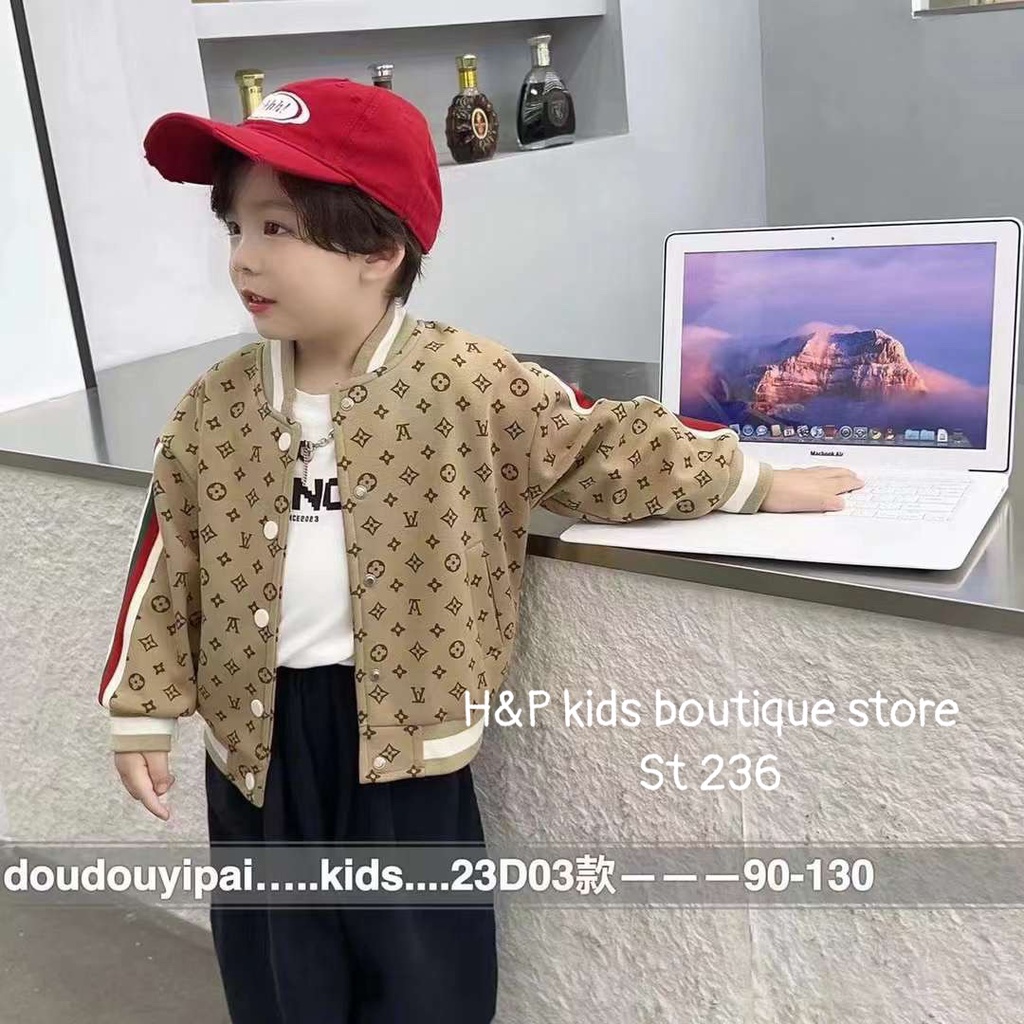 SIZE đại 8-26KG: Áo khoác bomber L. V vải da cá cho bé trai bé gái - AKLV