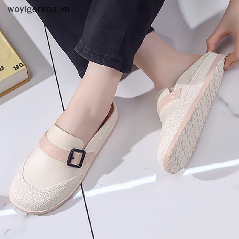 Dép Mũi Tròn Chống Trượt Thời Trang retro Cho Nữ