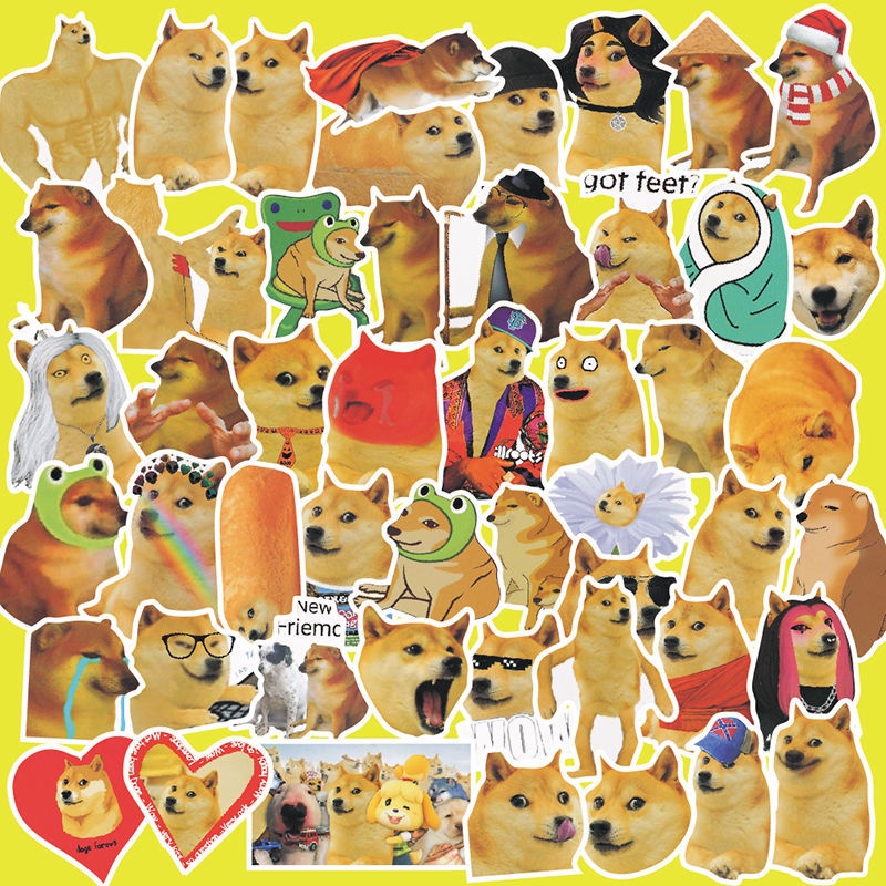 Bộ 50 Miếng Dán Hình Chú Cún emoji Ngộ Nghĩnh Trang Trí laptop / Điện Thoại / Xe Hơi / Vali