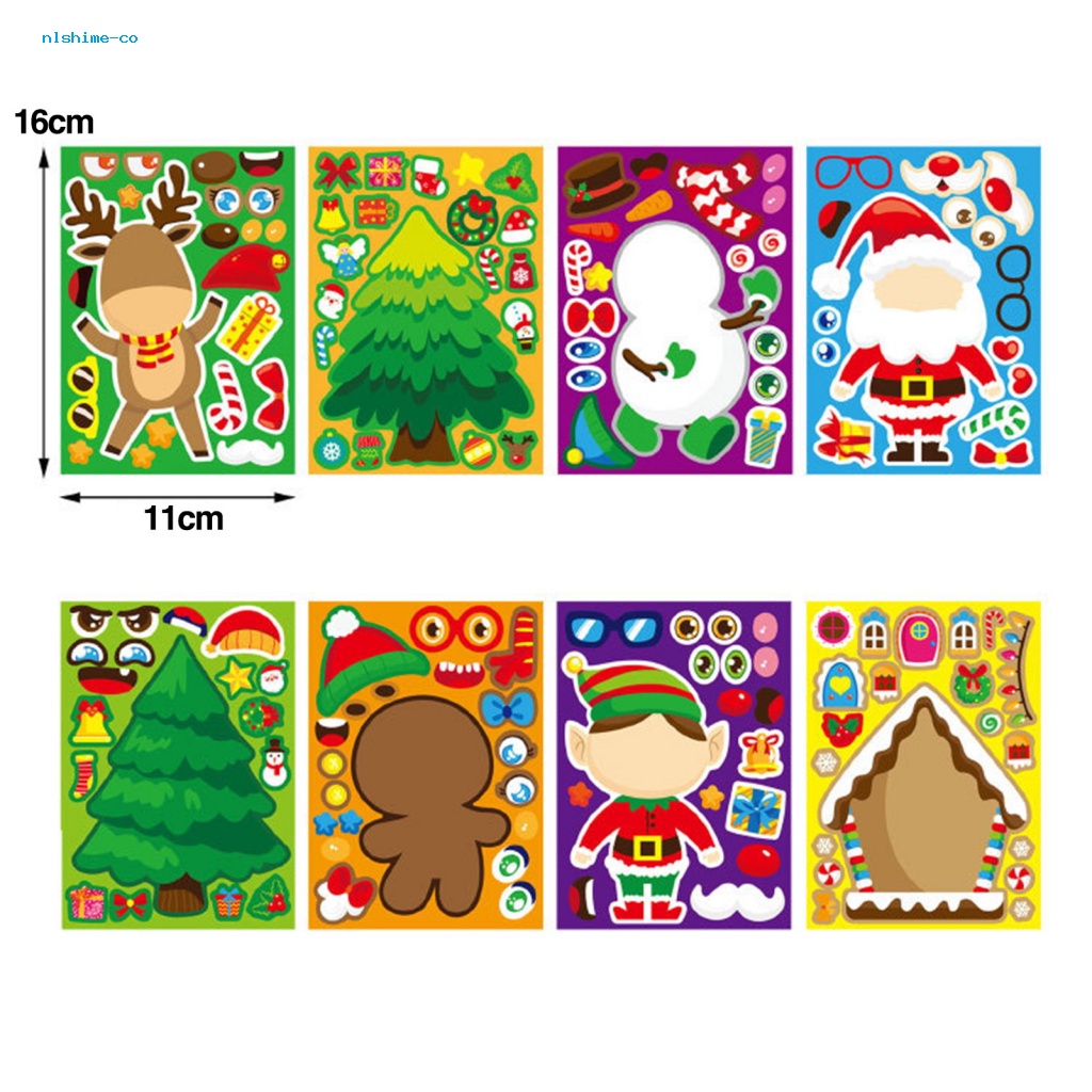 Glshime Bộ Đồ Chơi sticker Xếp Hình Ông Già Noel Tuần Lộc Nai Sừng Tấm Vui Nhộn diy Cho Bé Trai Và Bé Gái