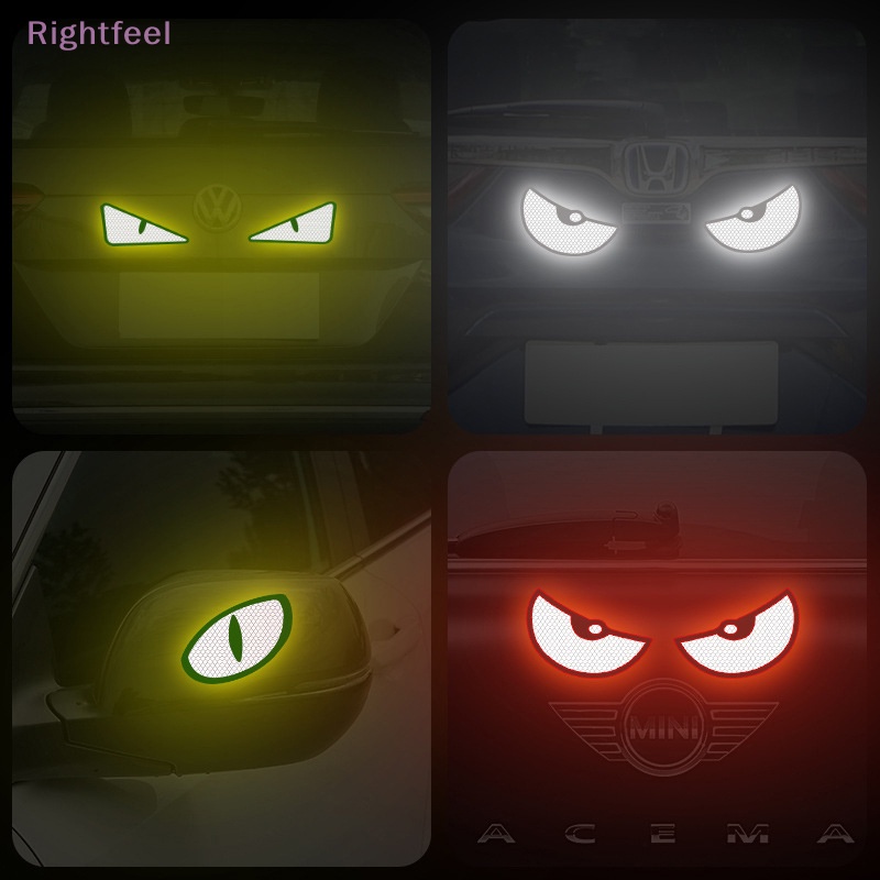Rightfeel Miếng Dán Phản Quang Trang Trí Xe Hơi Chống Trầy Xước Hình Đôi Mắt Quái Vật Cá Tính Mới