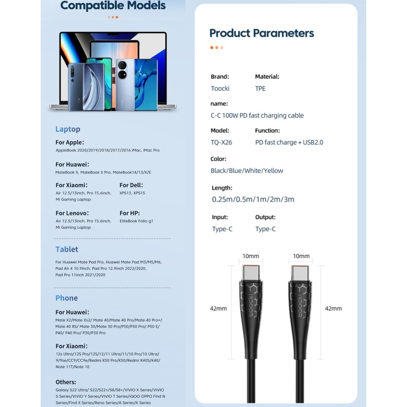 Dây Cáp Sạc Nhanh 240w type-c Sang type-c 1m 2m Cho xiaomi huawei Ipne