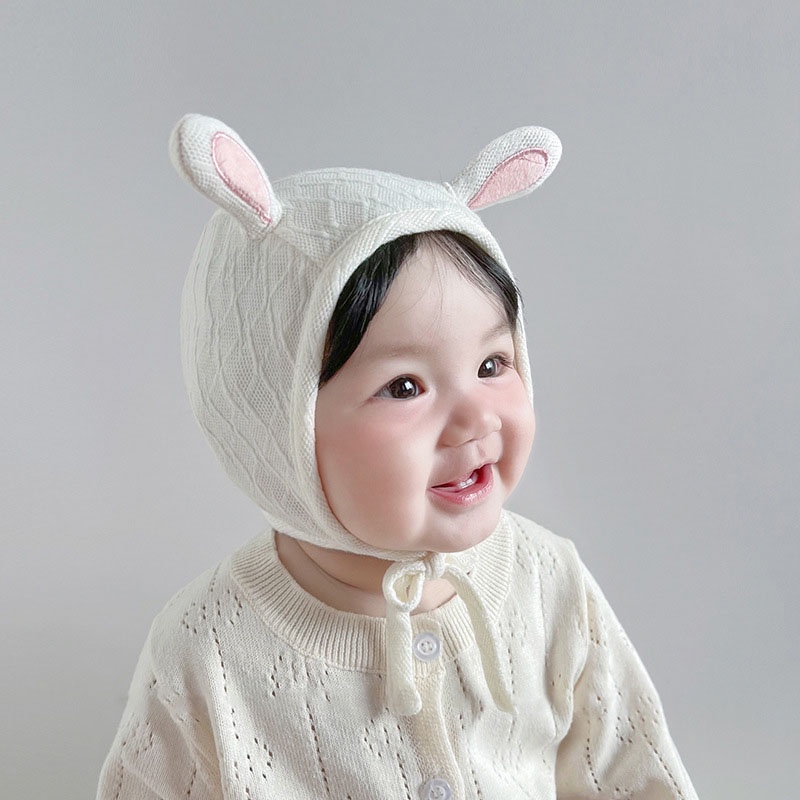 Mũ Tai Thỏ Hoạt Hình Mềm Mại Bảo Vệ Tai Chống Gió Mùa Thu Đông Cho Bé Gái Sơ Sinh