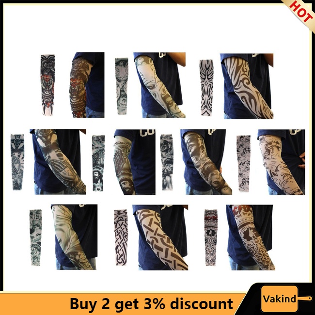 2 Ống Tay Áo Chống Nắng Tia uv Họa Tiết Hình Xăm Dành Cho Nam Nữ