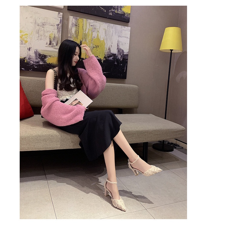 Giày Cao Gót 7cm Mũi Nhọn Có Khóa Cài Thời Trang Dành Cho Nữ