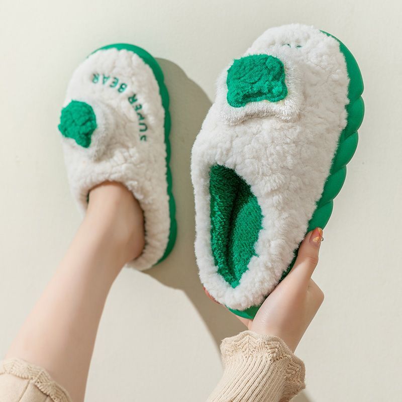 Dép Bông Đi Trong Nhà Đế Dày Chống Trượt Dễ Thương Cho Cặp Đôi