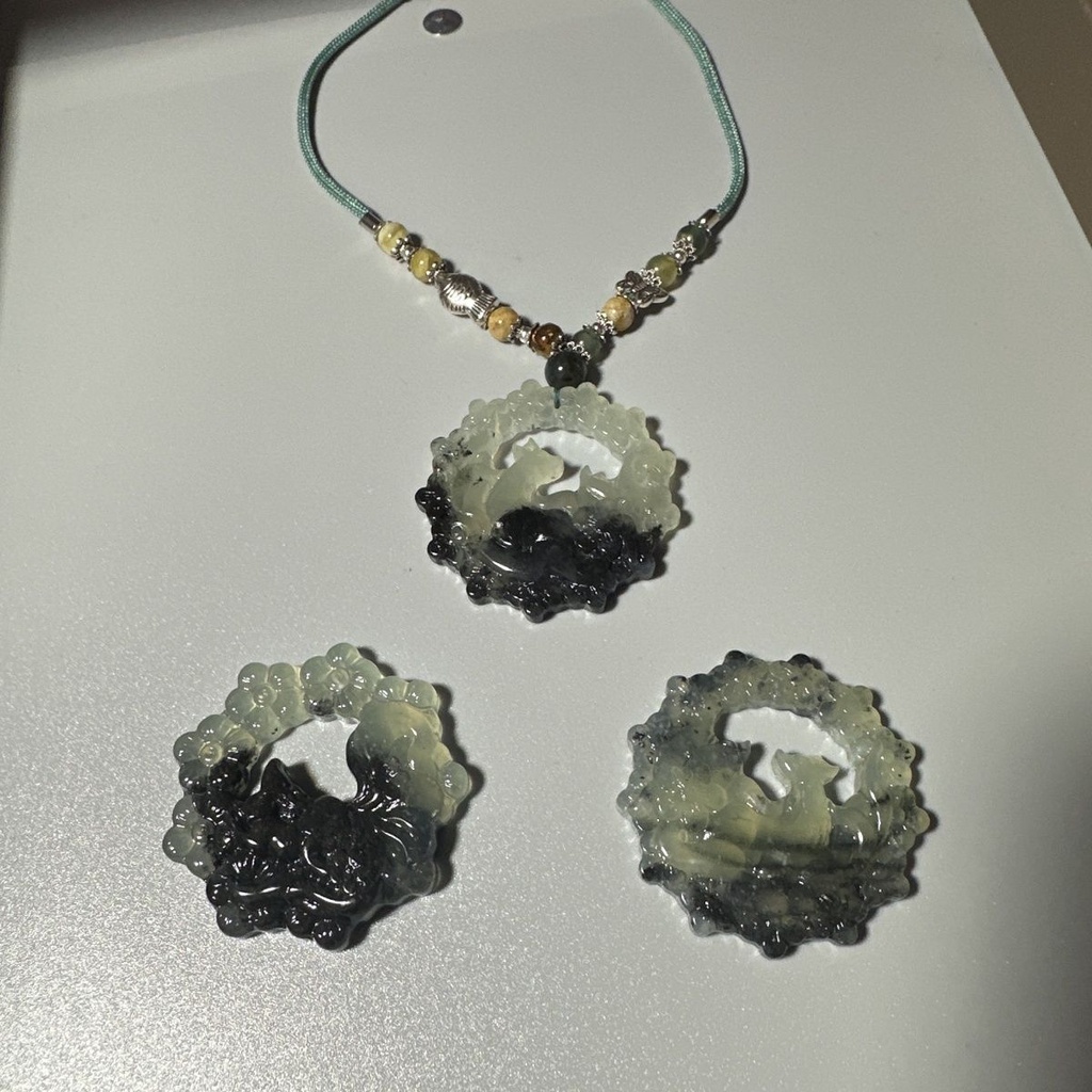 Xiuyu Dây Chuyền Mặt Hình Cáo Đá Ngọc Bích Tự Nhiên Tùy Chỉnh