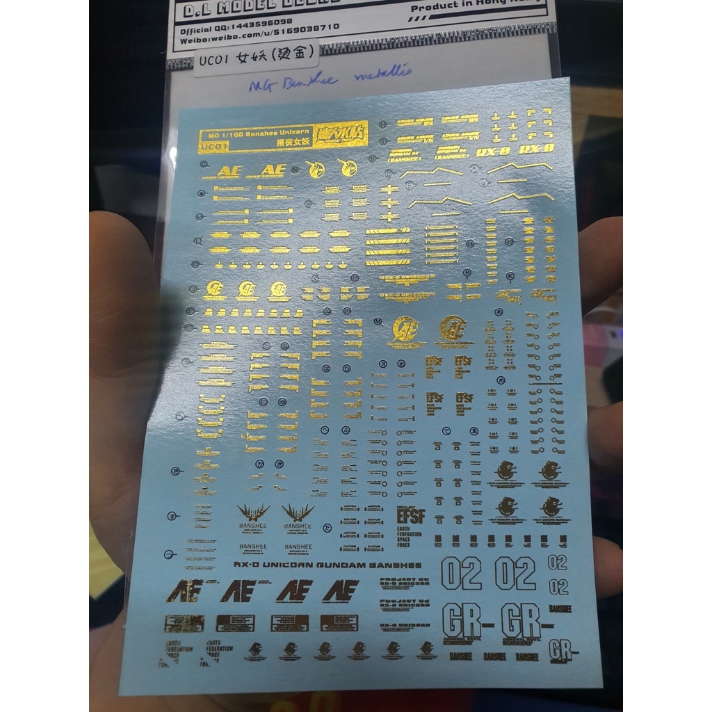 Decal nước dán mô hình BANSHEE Unicorn 02 MG HG Mega size MGEX các loại Water sticker