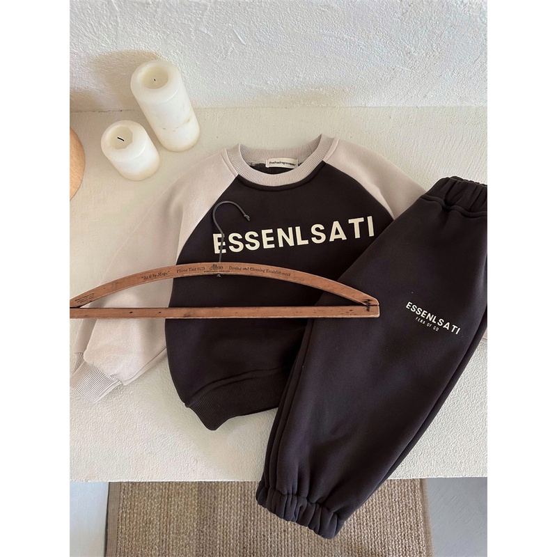 Bộ Đồ Hai Mảnh Áo Nỉ Dày Dặn Phong Cách Hàn Quốc Thời Trang Mùa Đông Mới Dành Cho Bé Trai Bé Gái