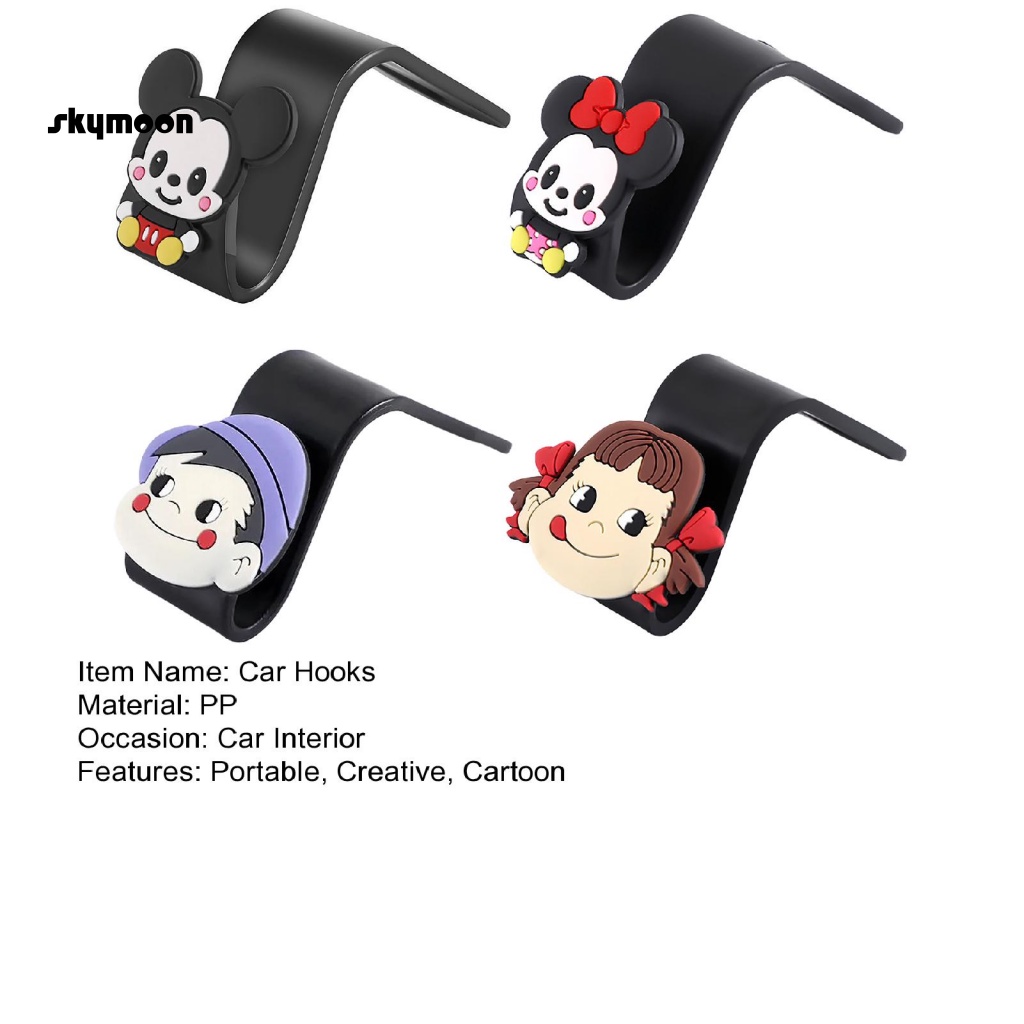 Skym * Set 4 Móc Treo Túi Xách mini Gắn Sau Ghế Xe Hơi Tiết Kiệm Không Gian Dễ Thương Sáng Tạo Lý Tưởng Cho Người Mua Hàng Đông Nam Á