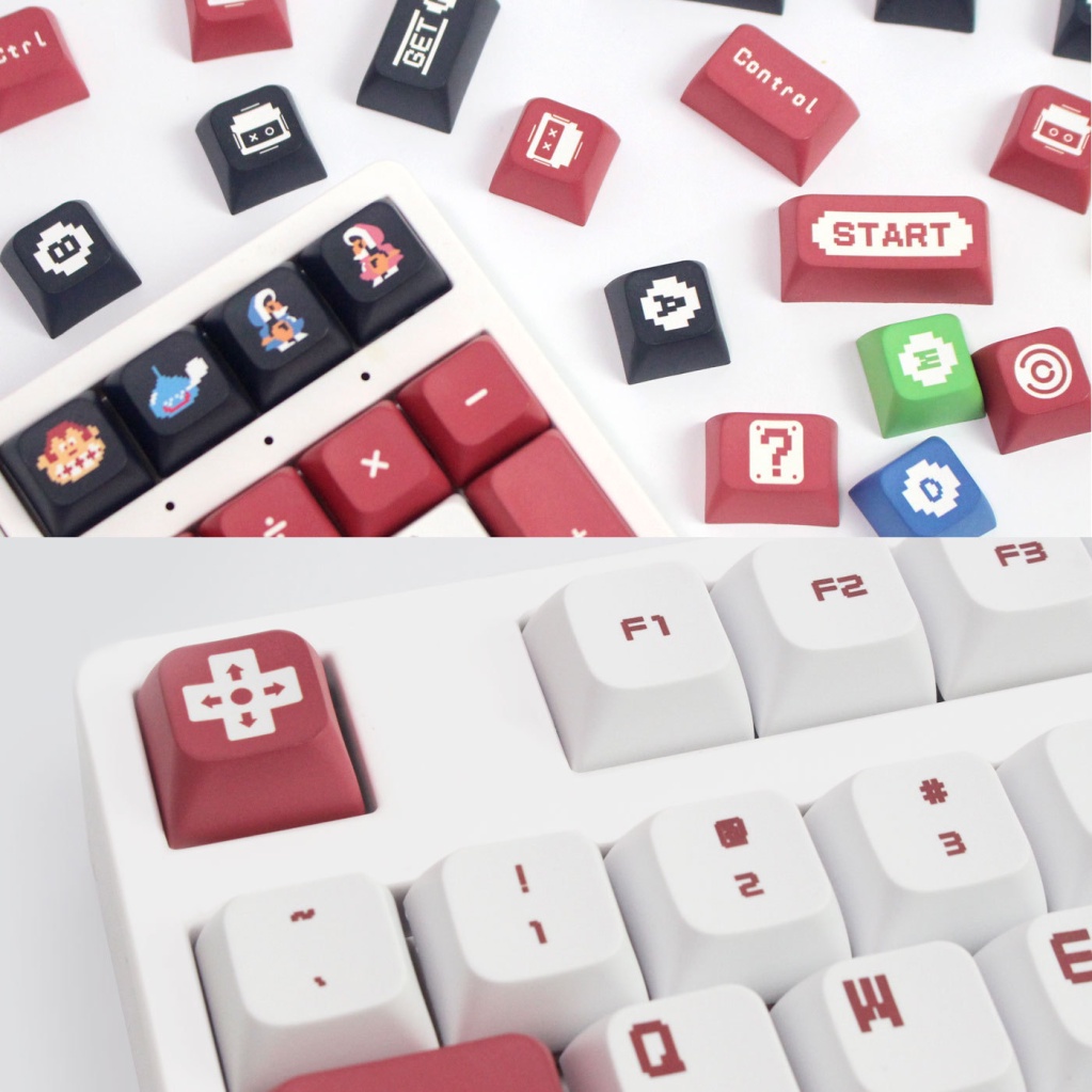 FC keycaps pixel màu đỏ và trắng, XDA9.5mm, bàn phím cơ tùy chỉnh keycaps dễ thương được cá nhân hóa, PBT thăng hoa