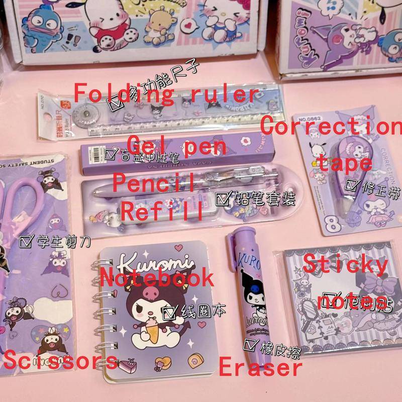 SANRIO Set 9 Thước Kẻ Kèm Hộp Đựng Xinh Xắn Dành Cho Các Bé