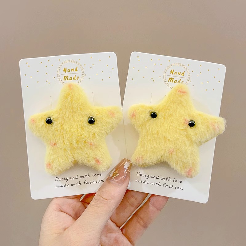 Bộ 5 Kẹp tóc mái ngôi sao Kẹp Tóc Lông Xù Đính Ngôi Sao Đáng Yêu Thời Trang Hàn Quốc