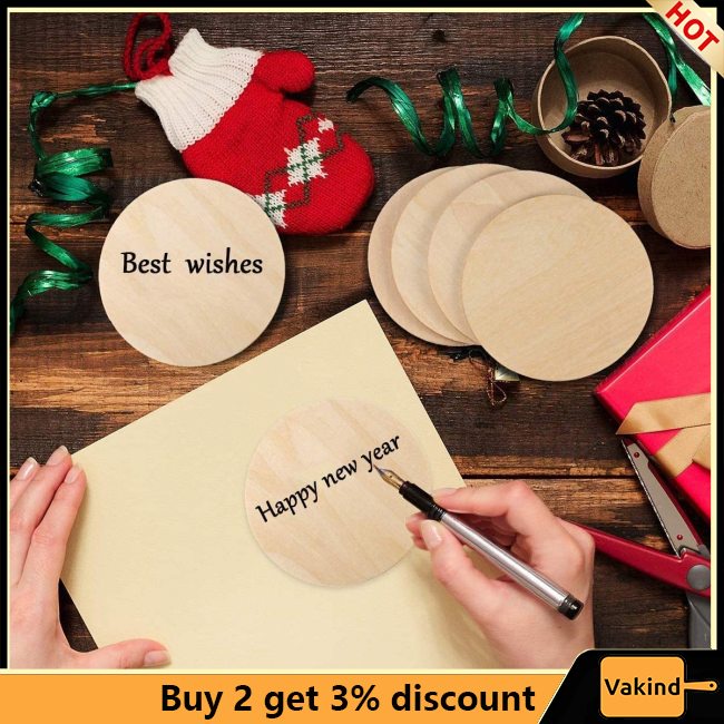 Vakind Set 40 Miếng Gỗ Tròn mdf Dùng Vẽ Tranh Trang Trí diy