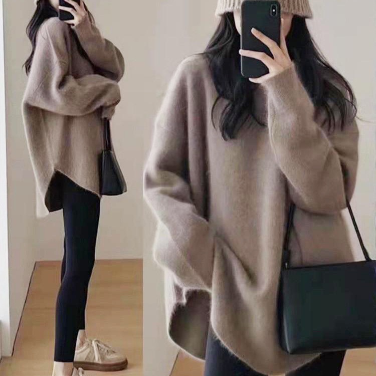 Áo sweater Dệt Kim Dáng Rộng Phong Cách Thời Trang Thu Đông Hàng Mới Dành Cho Nữ