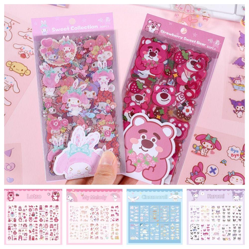 Set 10 Sticker Dán pvc Chống Thấm Nước Họa Tiết Hoạt Hình lotso guka kuromi kuromi Dễ Thương diy