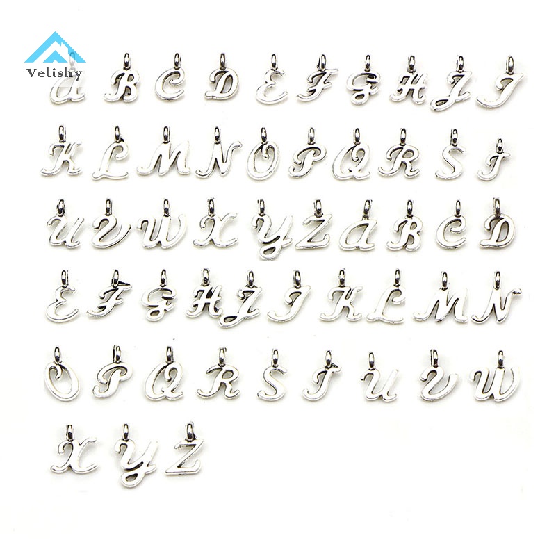 Velishy set 52 Mặt Dây Chuyền Bạc Khắc 26 Chữ Cái a-z
