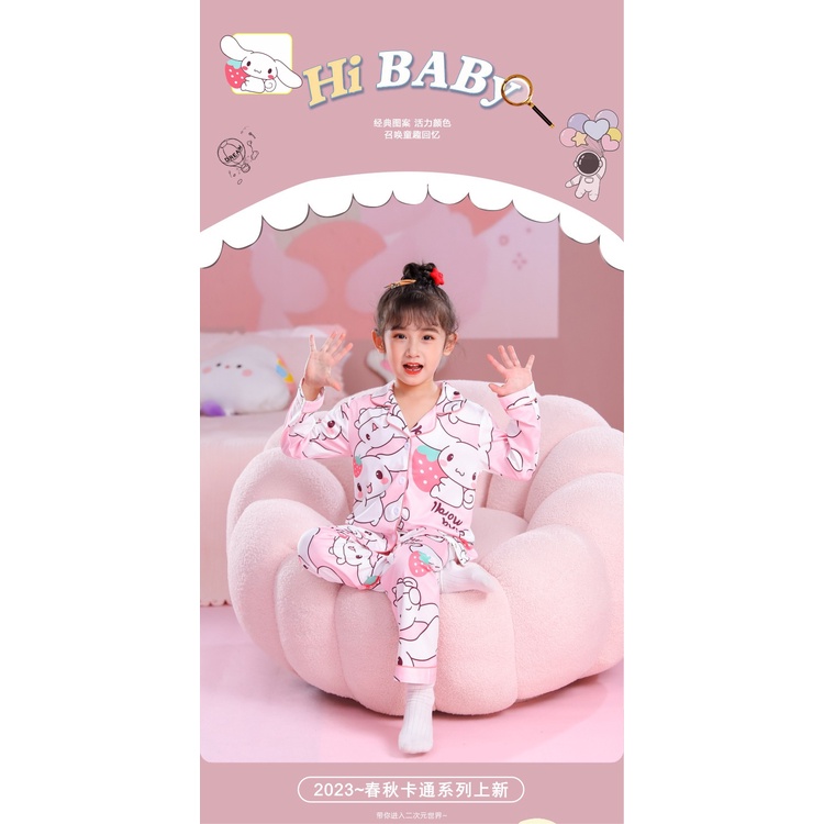 Bộ Đồ Ngủ Tay Dài In Họa Tiết Hoạt Hình Dễ Thương Thời Trang Xuân Thu Cho Mẹ Và Bé Gái Kích Thước 95-165cm