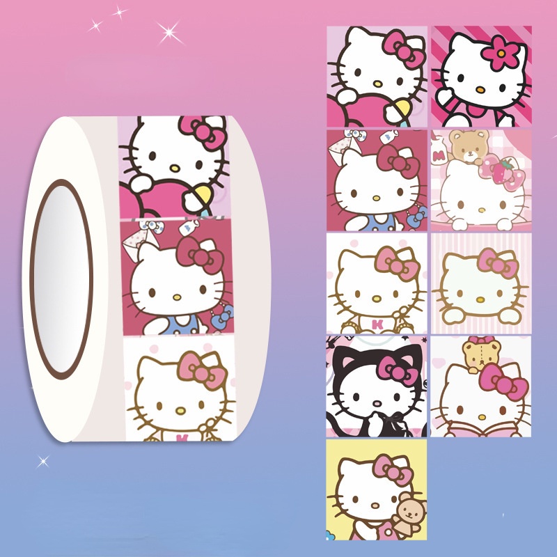 SANRIO Cuộn 200 Miếng Dán Họa Tiết Hoạt Hình kuromi kawaii Trang Trí laptop diy