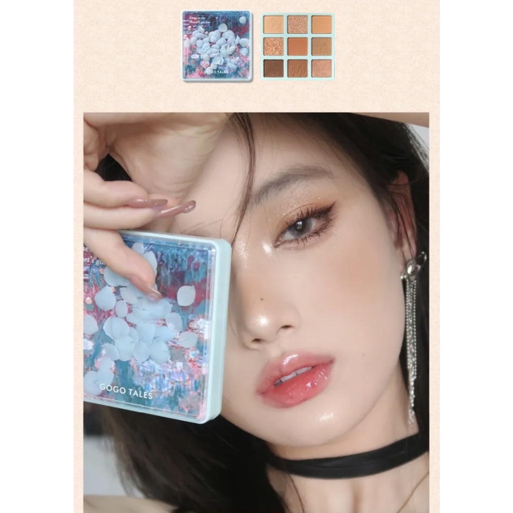 Bảng Mắt Hoa Khô 9 ô GOGO TALES Hoa Cẩm Tú Cầu Secret Monet Garden Kèm Gương - GT289 từ