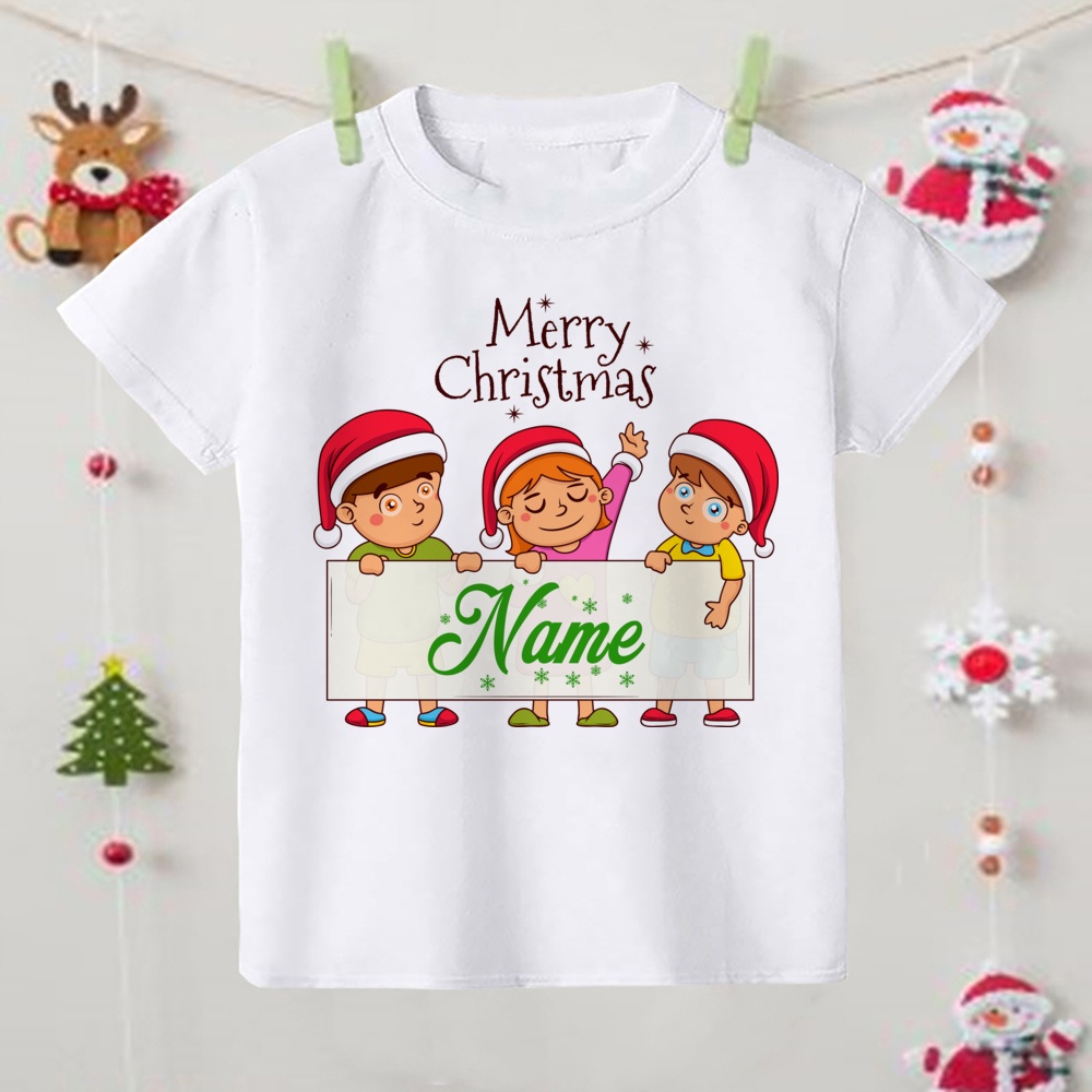 Cá Tính Giáng Sinh Áo Thun Santa Sack Bé Trai Bé Gái Trang Phục Tiệc Sinh Nhật Hoạt Hình Giáng Sinh Có Tên Quần Áo Trẻ Em Tùy Chỉnh