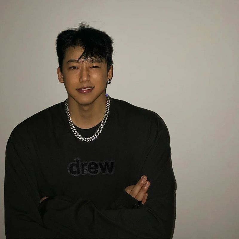 3JHW drew round neck sweater men's black embroidered letters loose American fashion brand spring and autumn niche design sense stitching top