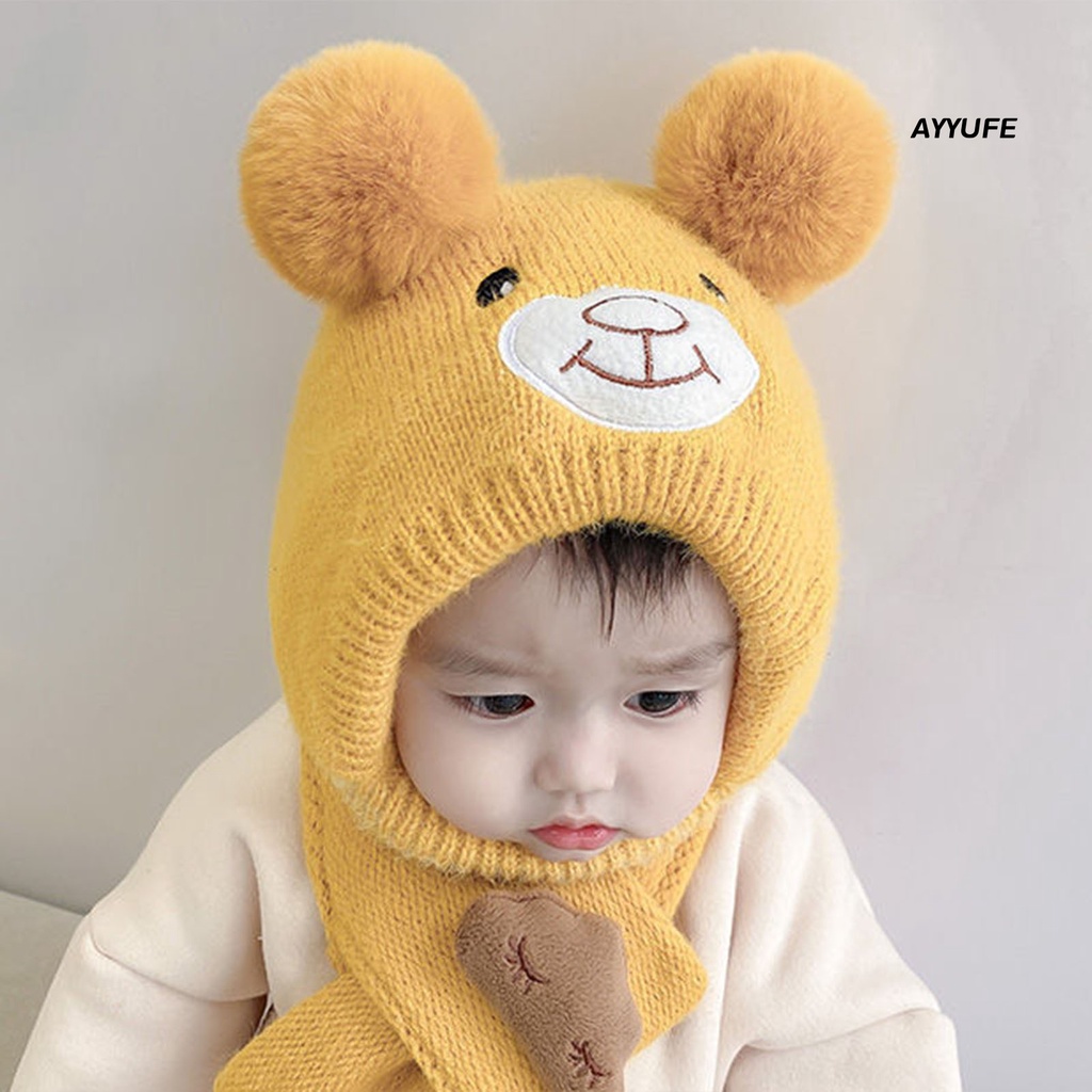 Mũ Len Trùm Đầu Đính Quả Bông Dày Dặn Màu Trơn Độ Co Giãn Cao Một Kích Thước Ấm Áp Trọng Lượng Nhẹ Trang Trí Nhà Cửa Cho Bé