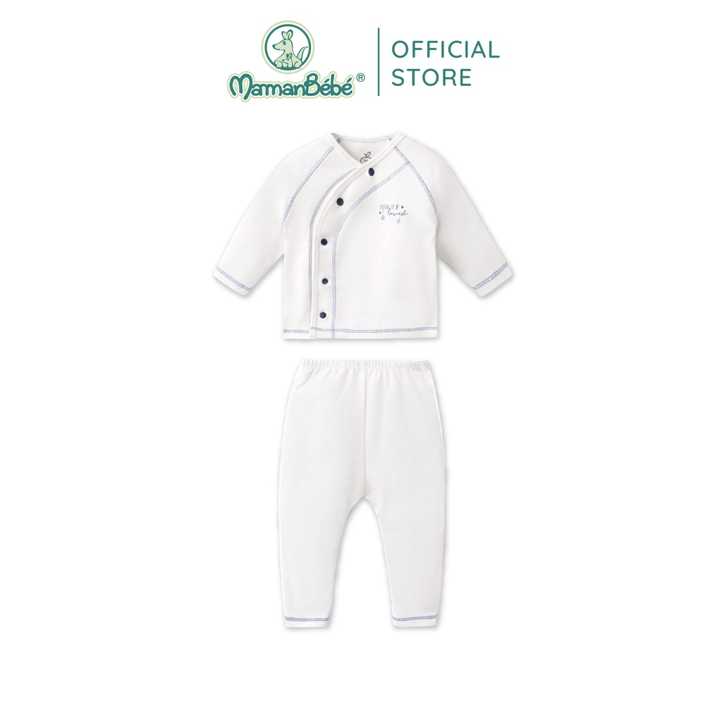 Bộ dài tay La Pomme cúc lệch phối màu