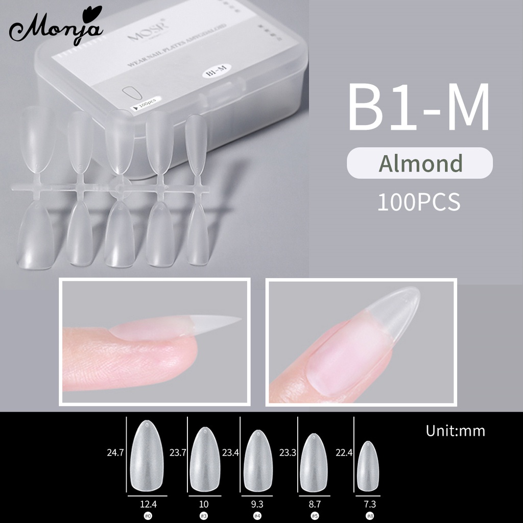 Muja Bộ 100 Móng Tay Giả Mờ Hình Vuông / Hạt Nhân Tạo Che Phủ Toàn Diện