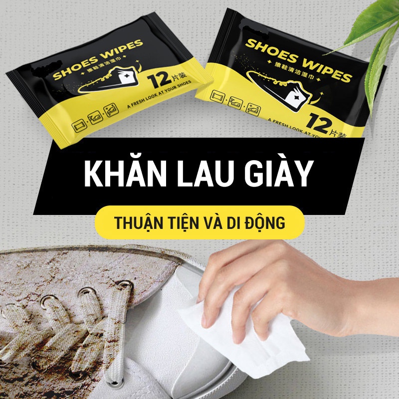 Khăn lau giày vàng SHOES WIPES đen  - Khăn giấy ướt đa năng làm sạch vết bẩn trên giày
