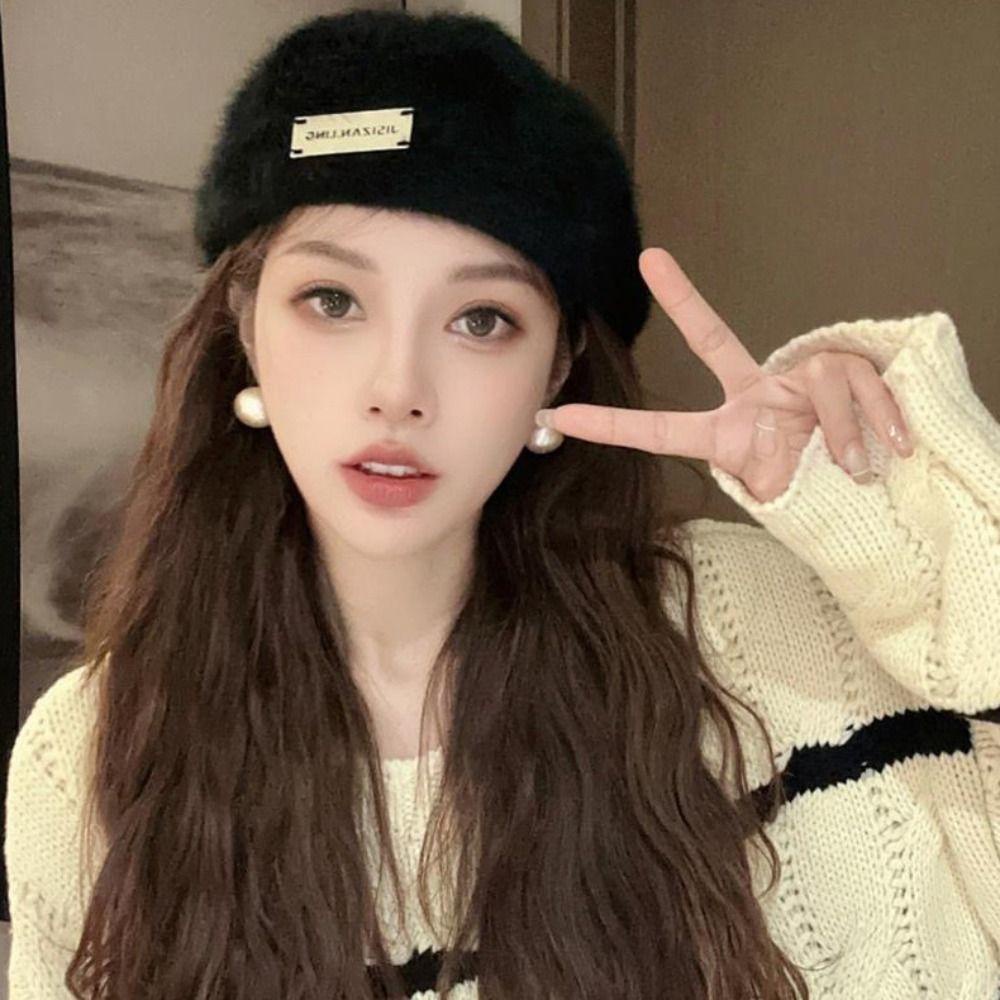 Yveta Mũ Nồi Vải Nỉ Mềm Mại Màu Trơn Ấm Áp Thanh Lịch Mùa Đông Cho Nữ