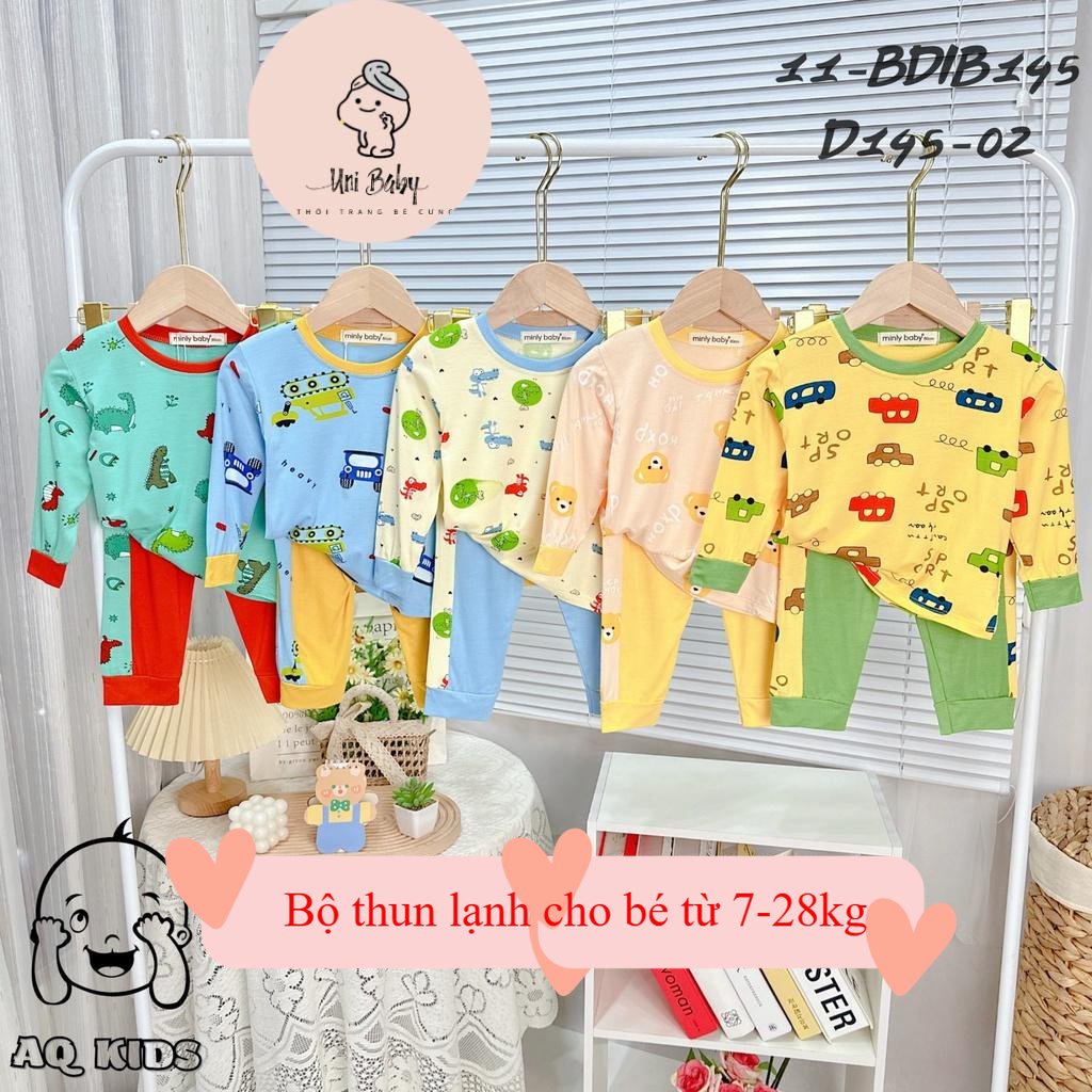 Đồ Bộ Bé Trai, Bộ Minky Mom, Minly Baby Dài Tay Cho Bé Trai, Bé Gái 0 1 2 3 4 5 6 7 Tuổi Unibaby - BD145
