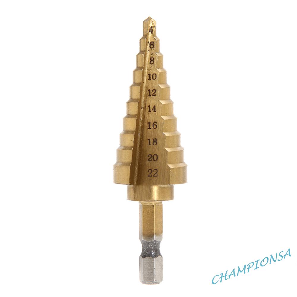 Mũi Khoan Lỗ Hình Nón 4-22mm Bằng Titan Chuyên Dụng Cho Khoan Gỗ / Kim Loại