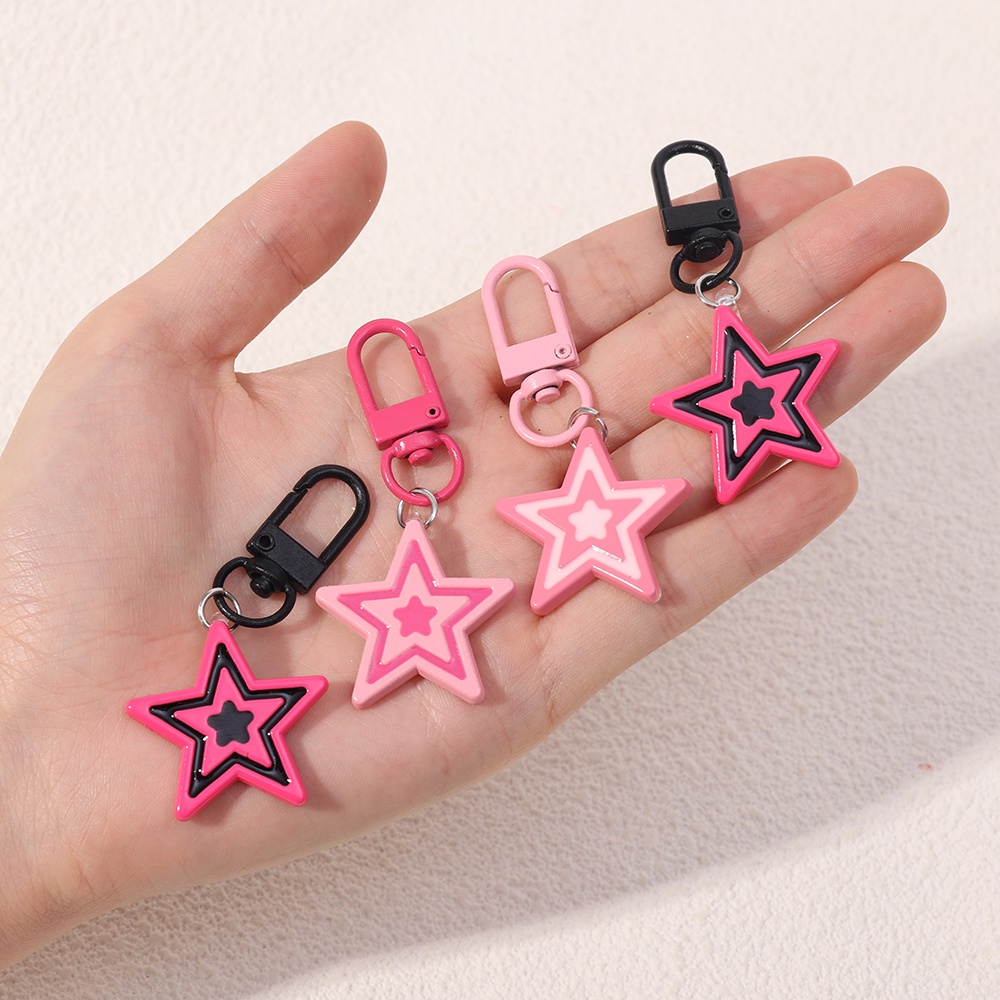 Móc Khóa Hình Ngôi Sao / Trái Tim Màu Hồng Phong Cách harajuku Cổ Điển Xinh Xắn Cho Nữ y2k