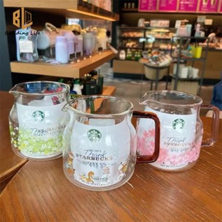 Starbucks Ấm Trà Bằng Thủy Tinh Chịu Nhiệt Cao Có Nắp Lọc Bằng Tre Họa Tiết Hoa Anh Đào Xinh Xắn