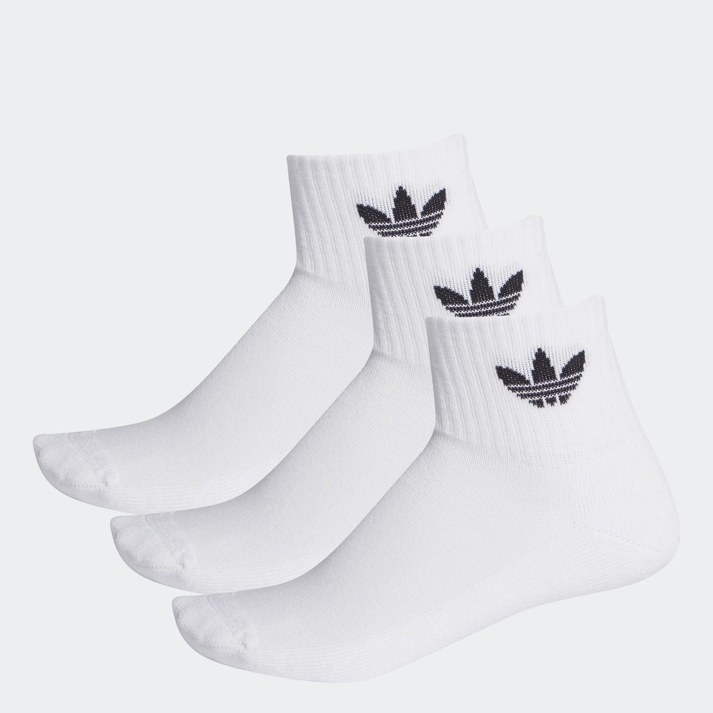 adidas Phong cách sống Bộ 3 đôi tất cổ trung Unisex trắng FT8529