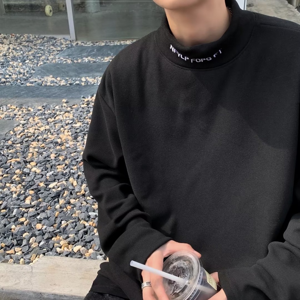 Áo hoodie Tay Dài Cổ Cao Phong Cách Thời Trang Hàn Quốc Cho Nam Giới
