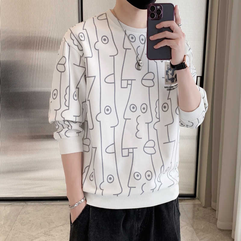 Áo Thun Tay Dài Cổ Tròn In Chữ Thời Trang Dành Cho Nam