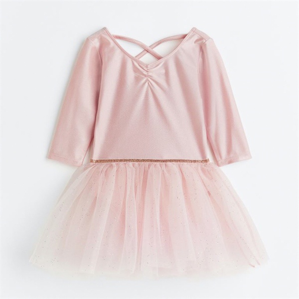 Váy múa hồng nhạt bé gái HM auth sale váy múa cao cấp váy múa tay lỡ đầm múa hồng bé gái