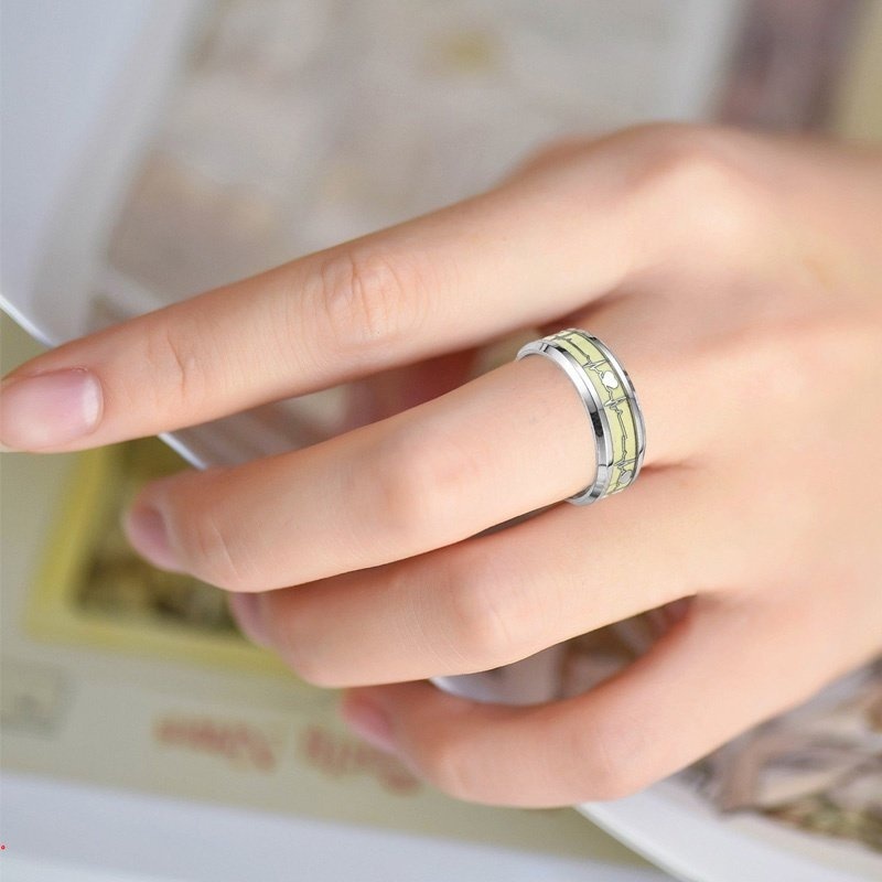 Nhẫn Thép Titan Phát Sáng Trong Bóng Tối Thời Trang Mới Cho Nam Và Nữ