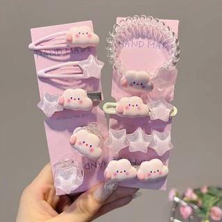 Set 5 kẹp tóc hình đám mây / ngôi sao / đám mây dễ thương xinh xắn cho nữ