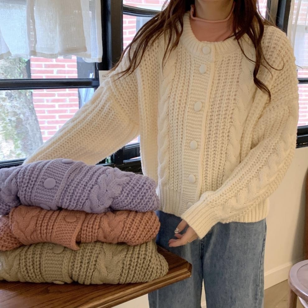 Áo Khoác, Áo Len Cardigan, Áo Choàng Hình Thừng Chất Dày Phong Cách Hàn Quốc Cho Nữ