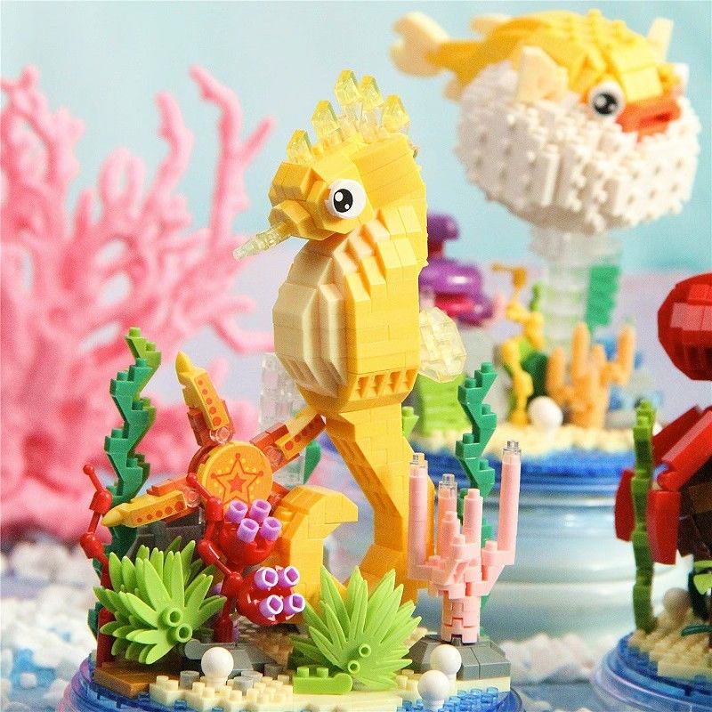 Sea life Bộ Đồ Chơi Lắp Ráp Mô Hình Cá Ngựa Bạch Tuộc Giáo Dục Cho Bé Trai Bé Gái
