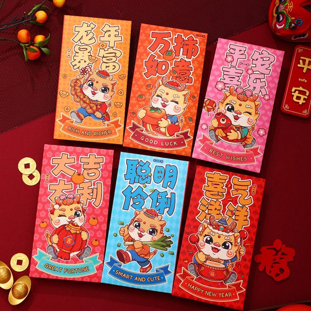 Set 6 Bao Lì Xì Đỏ May Mắn Cho Năm Mới 2024