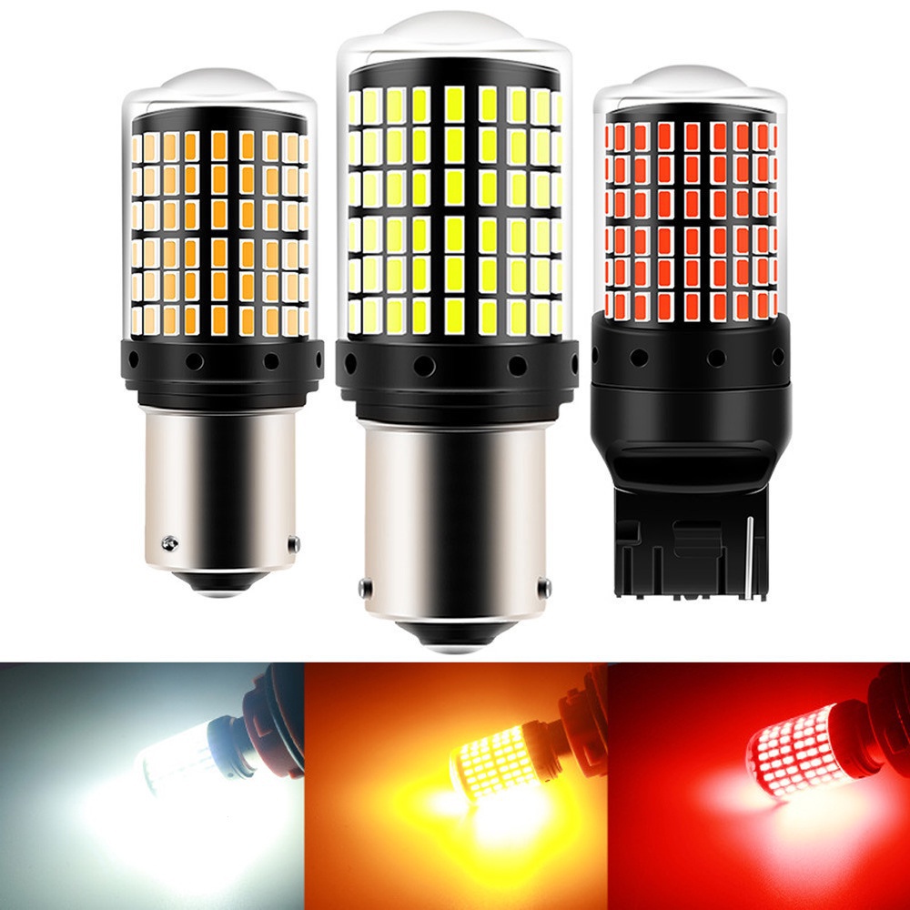 1 Bóng Đèn led Phanh 1156 t20 ba15s p21w py21w 7440 w21w w21 / 5w 1157 bay15d Màu Trắng Hổ Phách 144smd