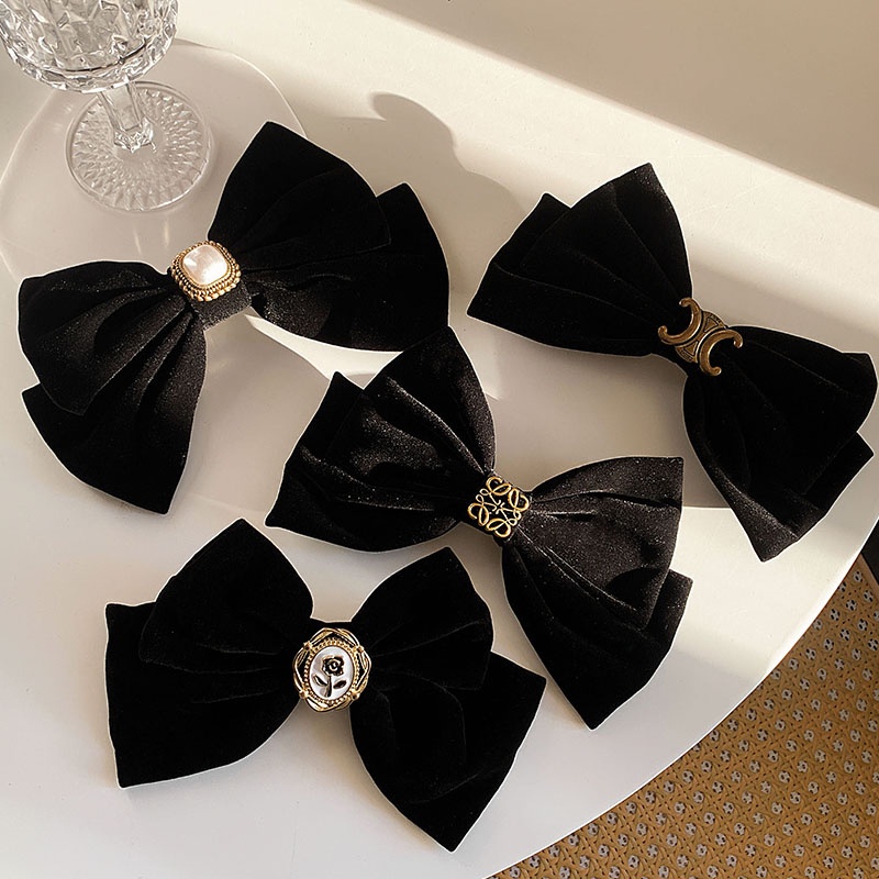 Đen Kẹp Tóc Hình Nơ Phong Cách Hàn Quốc Cao Cấp Cho Nữ