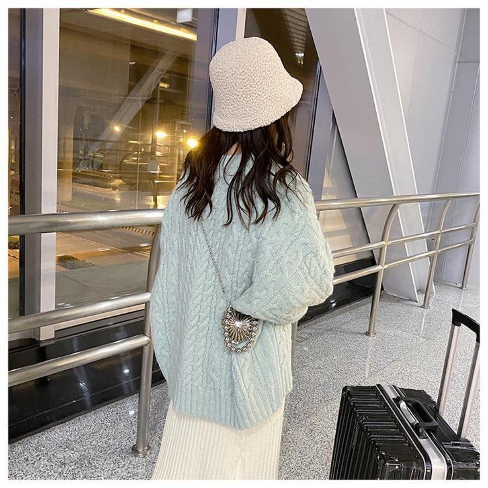 Túi vỏ mini ssunshine, túi đeo chéo hình trái tim bằng kim loại, ví tiền xu chuỗi sáng tạo cho nữ