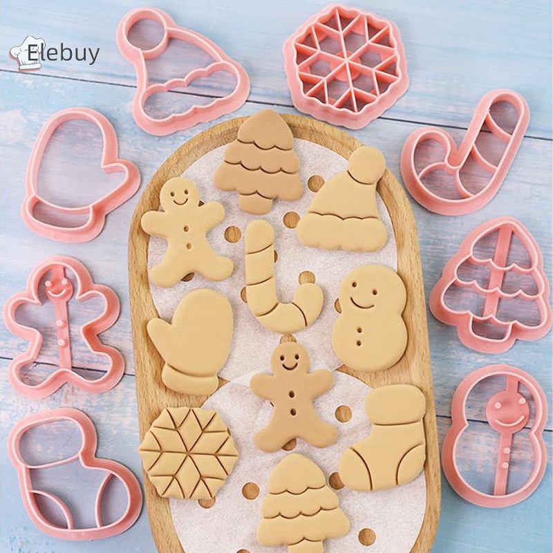 Bộ 8 khuôn cắt bánh quy ELEBUY hình cây thông Giáng sinh dễ thương