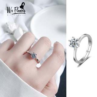 We flower Nhẫn Cưới Mạ Bạc Đính Đá Sang Trọng Cho Nữ