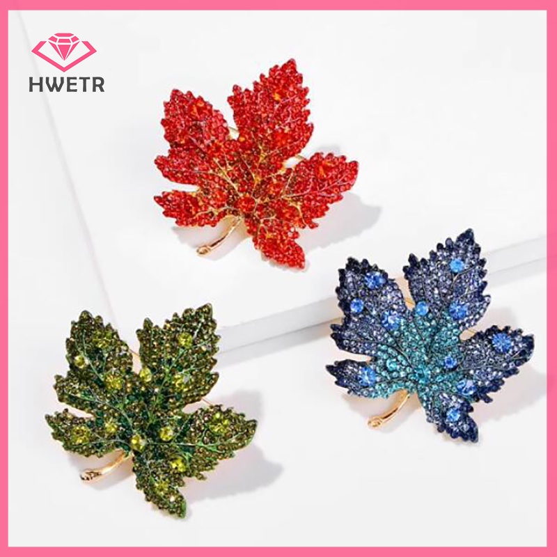 Ghim Cài Áo Hình Lá Phong Đính Đá Thời Trang Cho Nam Nữ Mới